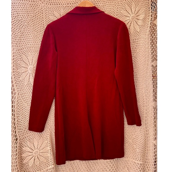 Rabbit Design 90s Long Button Up Blazer Coat Red Stretchy Or Mini Dress - Picture 2 of 6